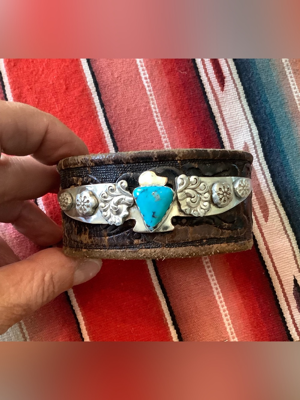 Thunderbird leather bracelet, up to 7” wrist - Picture 9 of 10